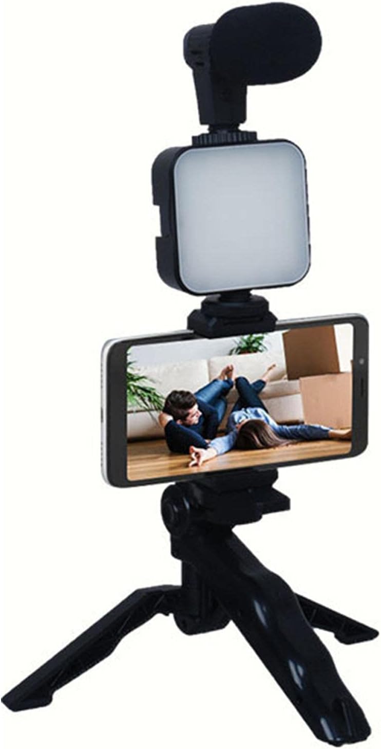 Smartphone Vlogging Kit with Tripod, Microphone and LED Fill Light