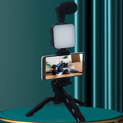 Smartphone Vlogging Kit with Tripod, Microphone and LED Fill Light
