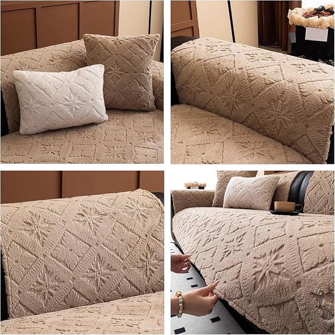 Chunky Knit Winter Sofa Cover in Warm Tones