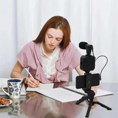 Smartphone Vlogging Kit with Tripod, Microphone and LED Fill Light