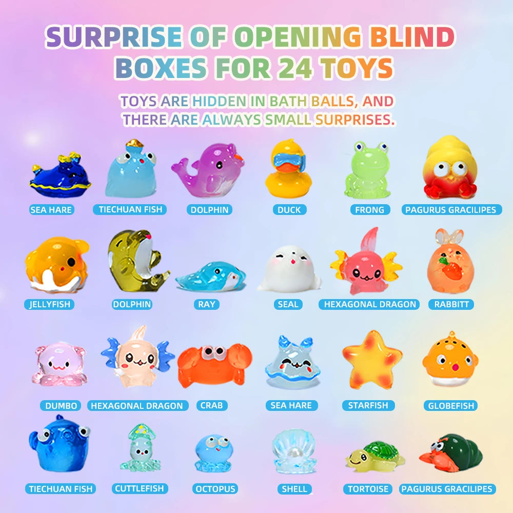 24 Natural Kids Bath Bombs with Surprise Toy Inside