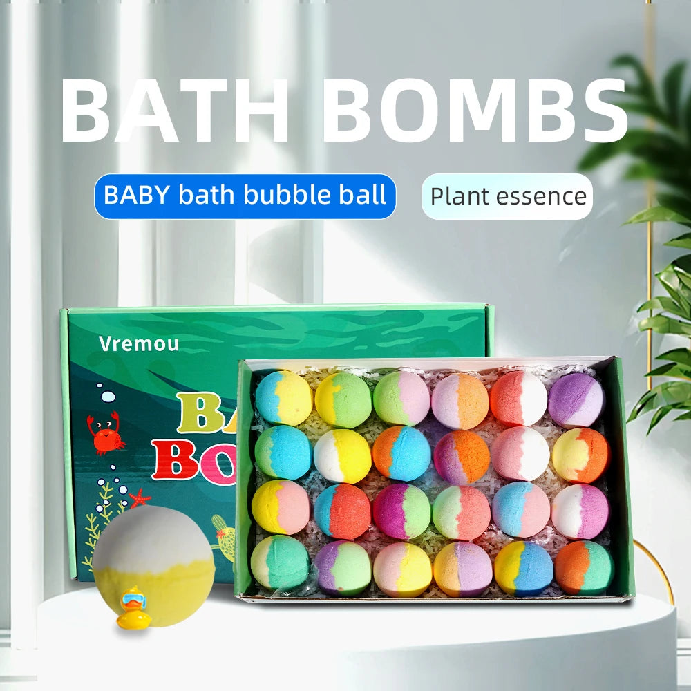 24 Natural Kids Bath Bombs with Surprise Toy Inside