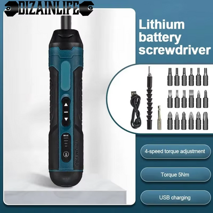 Cordless Electric Screwdriver with Rechargeable Battery